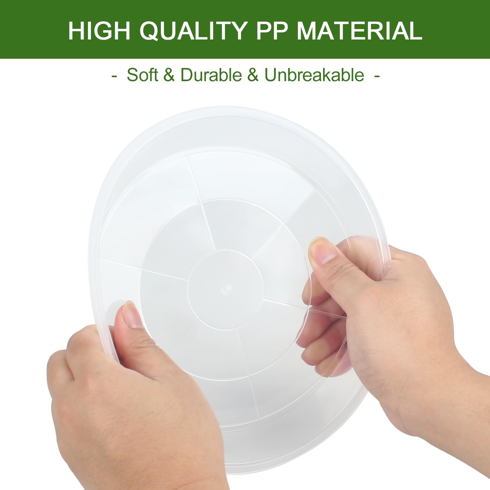 GUGEMEI 4-inch clear plant saucers protect indoor surfaces during watering