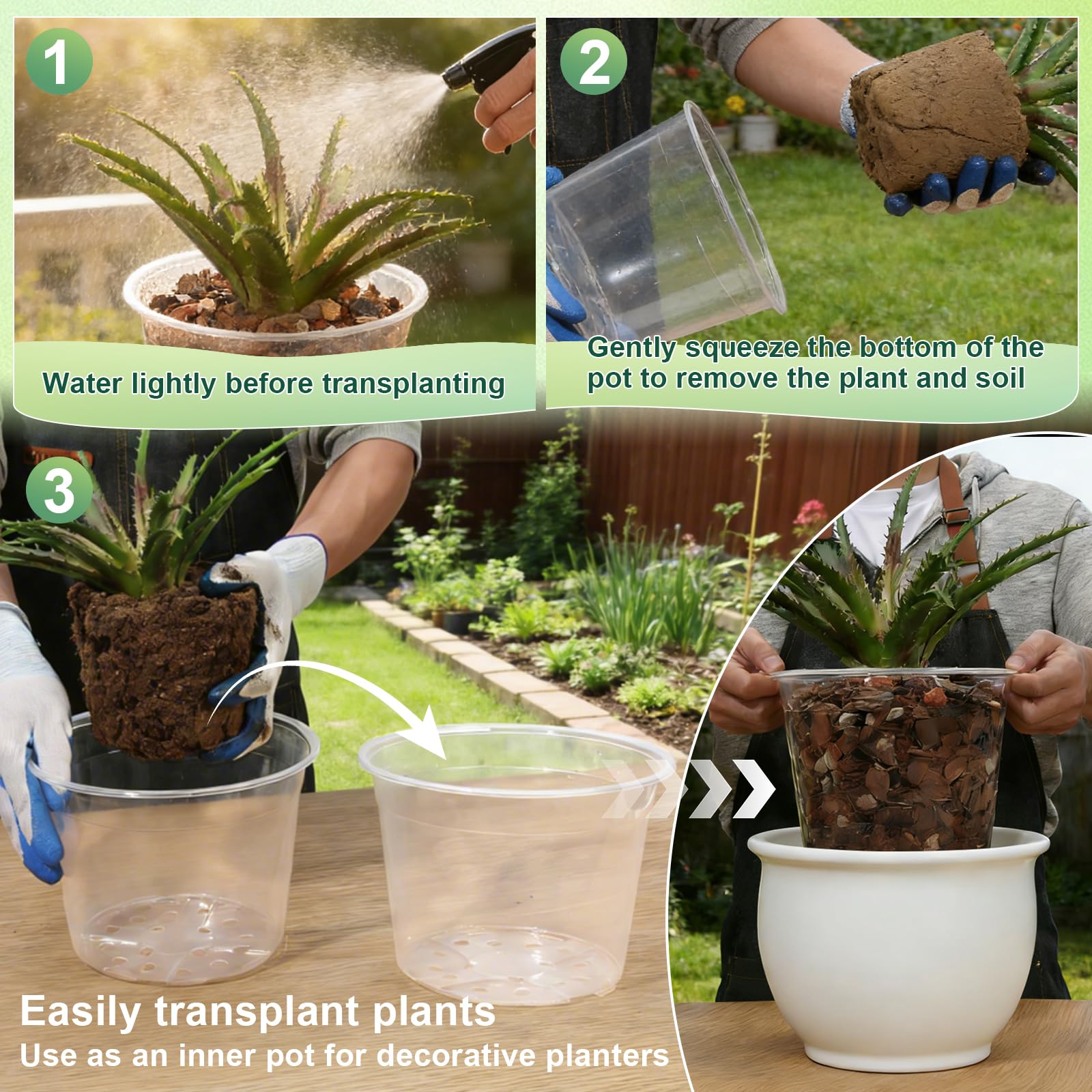 GUGEMEI transparent root-monitoring pot shows soil and roots clearly