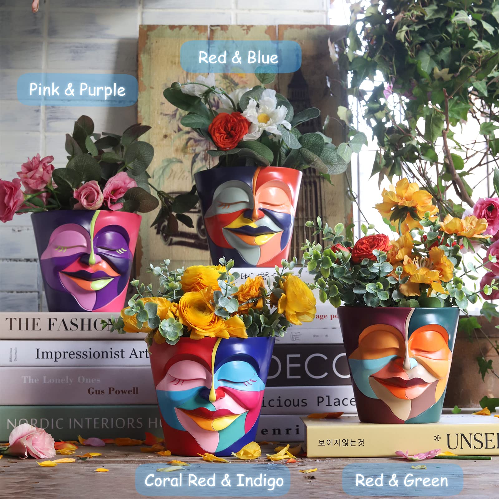 GUGUGO head planter side view shows sleepy, charming face.