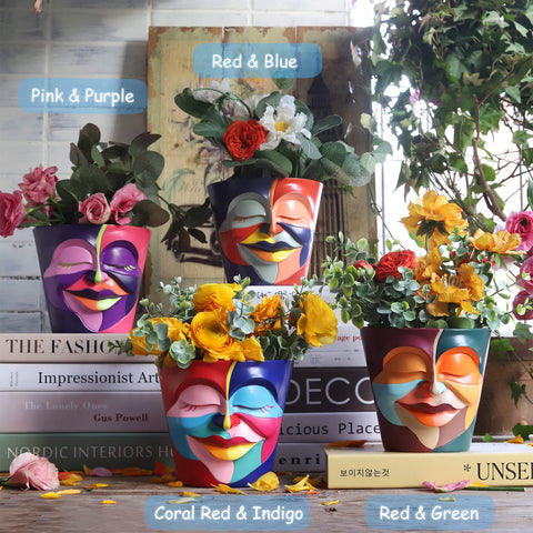 GUGUGO head planter side view shows sleepy, charming face.