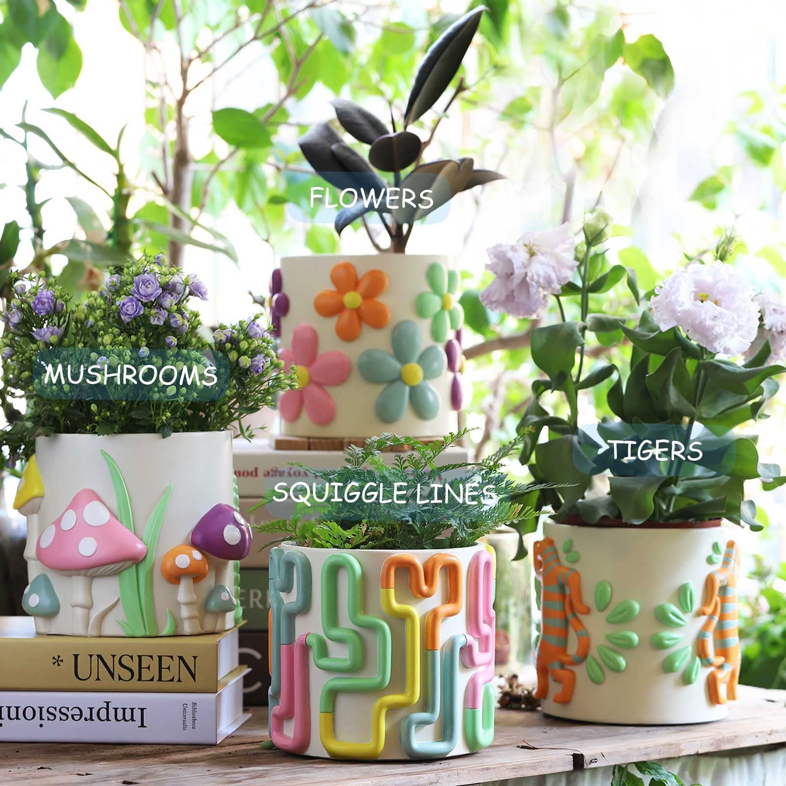 GUGUGO resin planter with removable plug for versatile water management.