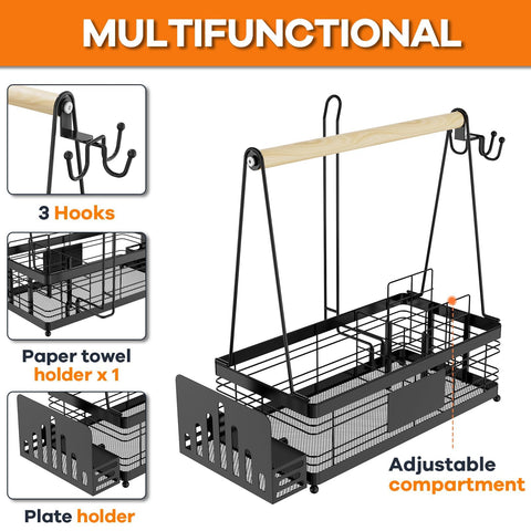 GUIBUKEYAN grill caddy powder-coated steel for durable outdoor use
