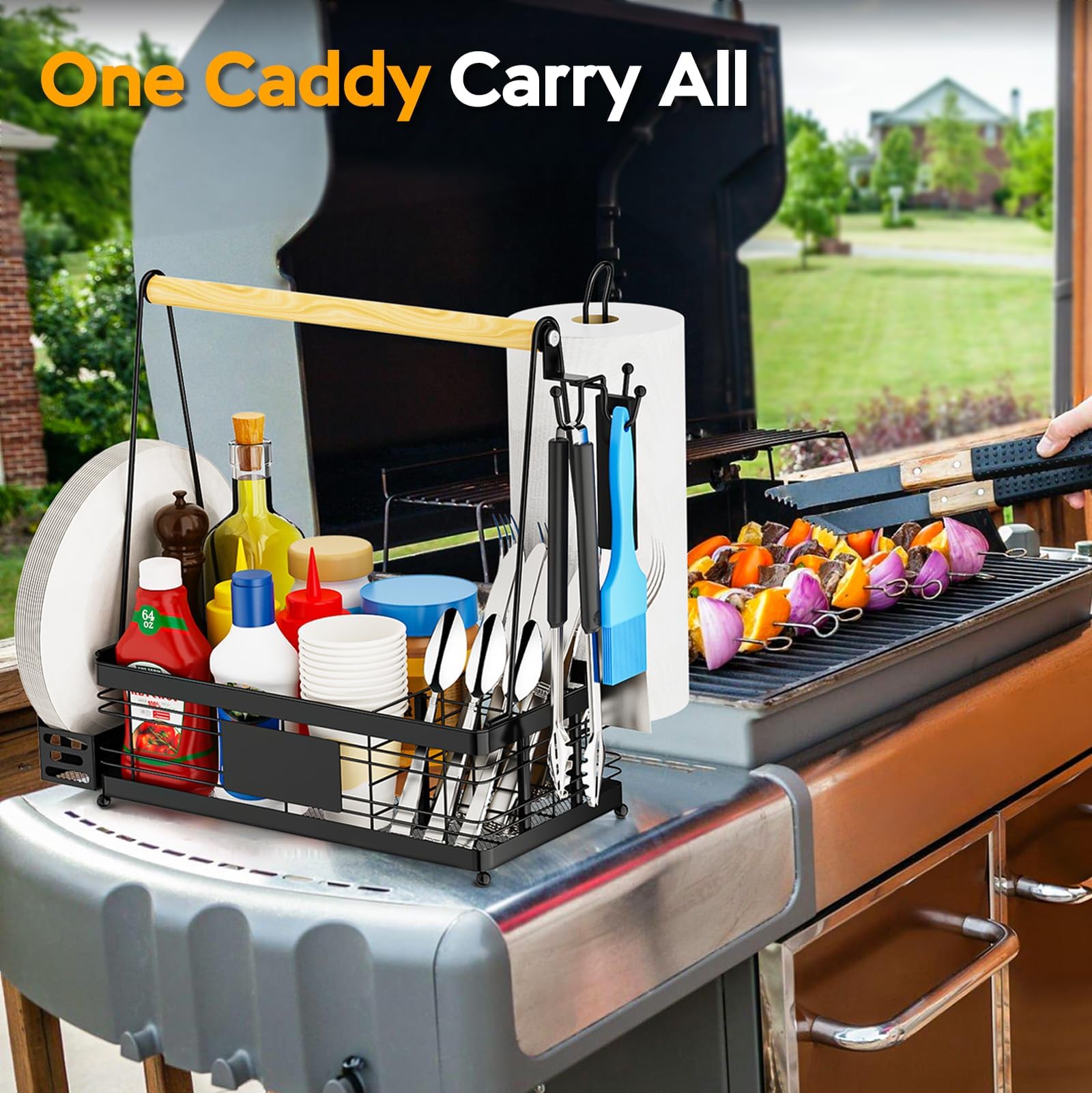 GUIBUKEYAN grill caddy removable plate holder for quick setup and cleanup
