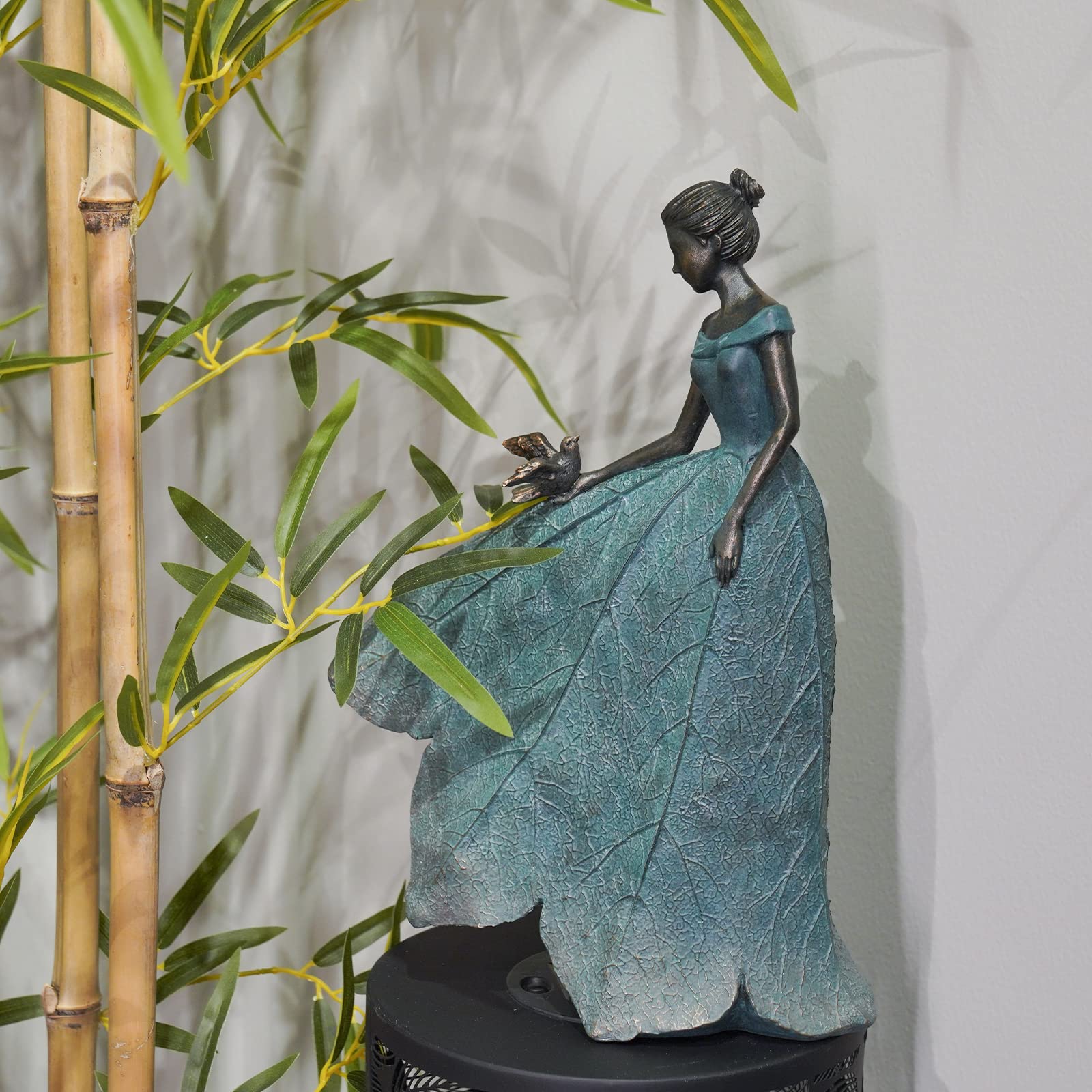Guichifun fairy statue holding birds for tranquil garden vibes
