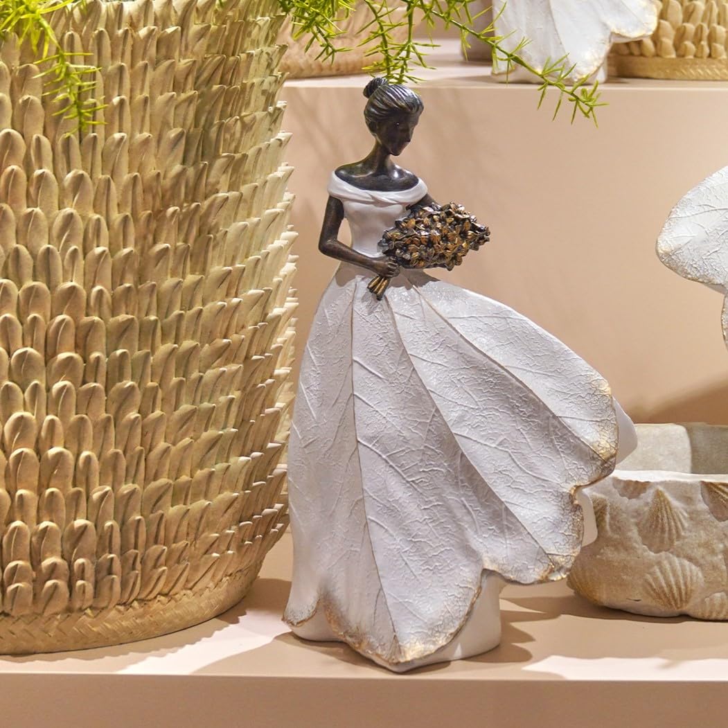 Guichifun fairy statue leaf-angel with a bird for charming outdoor display.