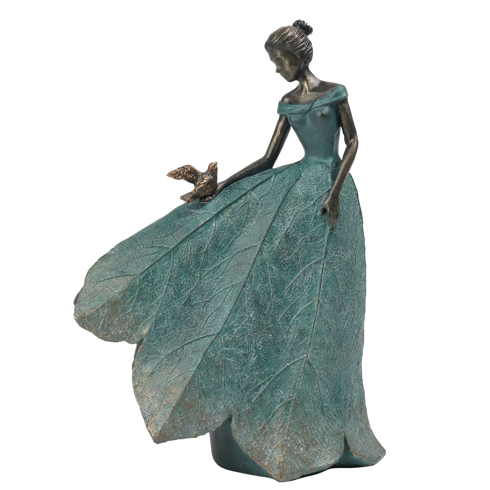 Guichifun leaf angel statue holding a lily adds serene garden decor