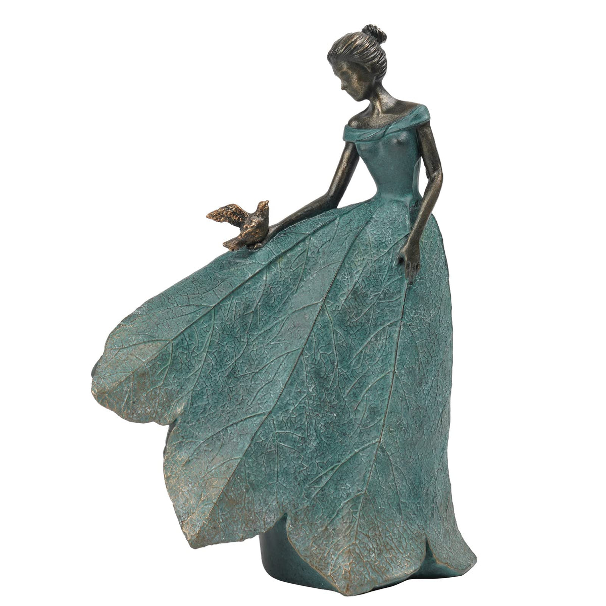 Guichifun leaf angel statue holding a lily adds serene garden decor