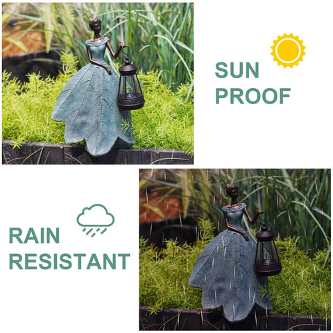 Guichifun resin garden figurine provides gentle illumination on patios