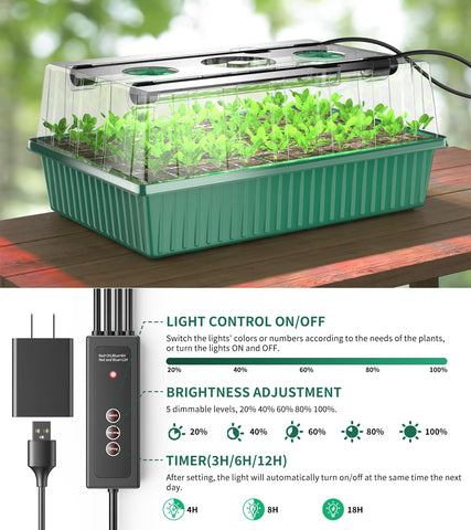 Guioiby full-spectrum grow light with adjustable brightness for indoor seedlings.