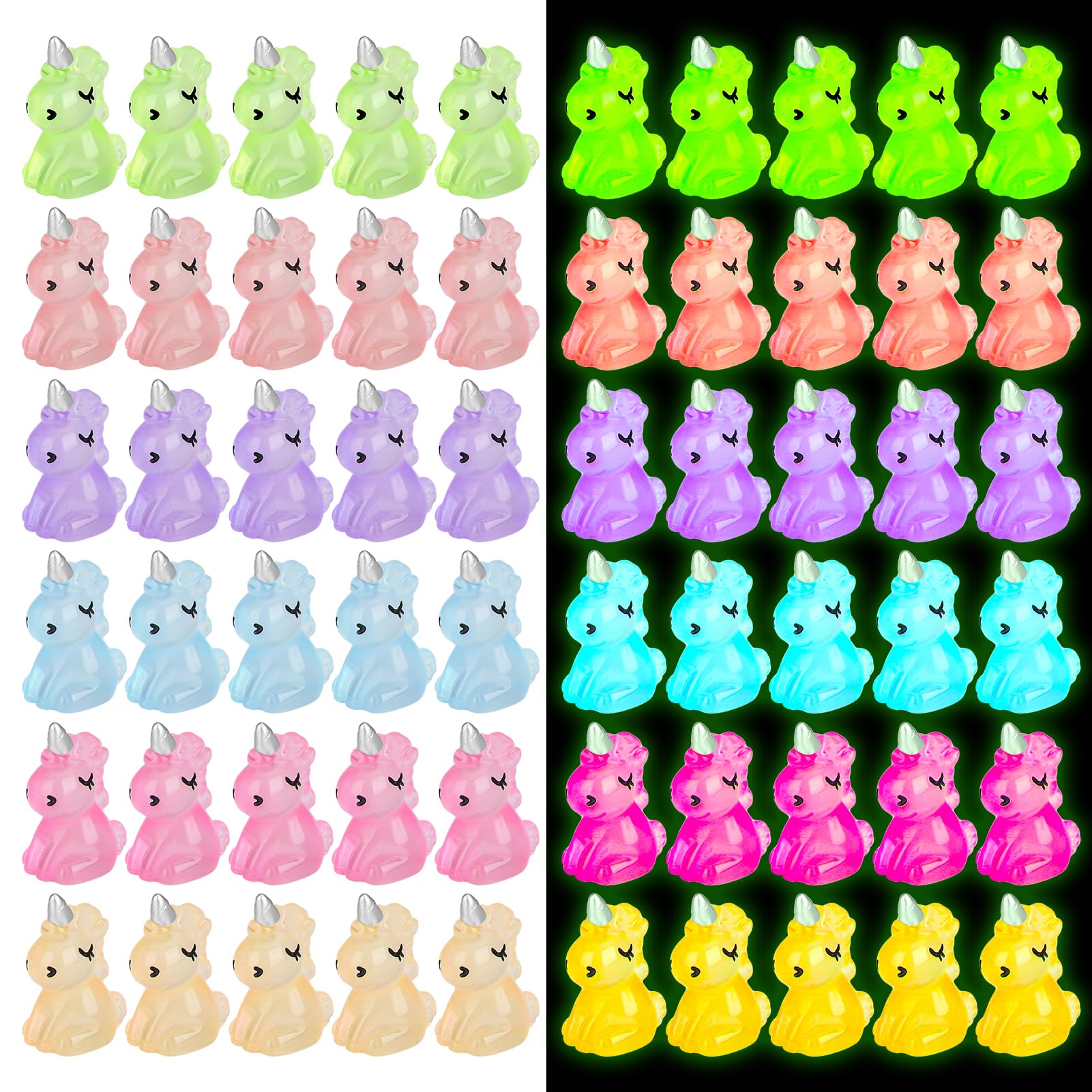 Guiqulai 100pcs mini resin unicorn figurines in bright colors for DIY decor.