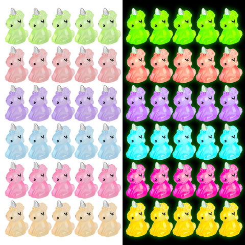 Guiqulai 100pcs mini resin unicorn figurines in bright colors for DIY decor.