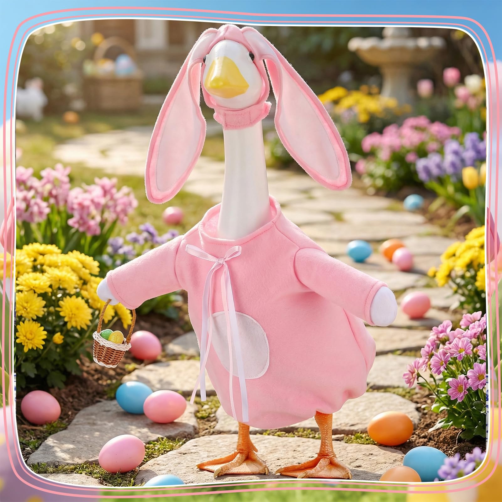 Guiqulai Easter Goose Outfit bunny hat close-up showcasing playful charm