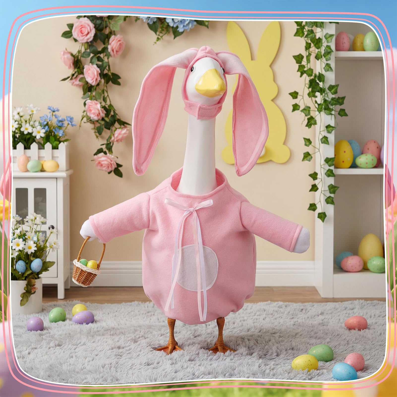 Guiqulai Easter Goose Outfit handmade basket detail adds authentic whimsy