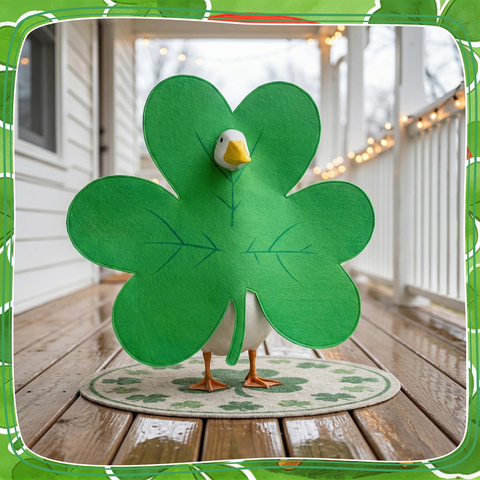 Porch and garden decor ready-goose outfit for St. Patricks Day