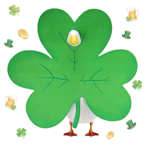 Guiqulai goose outfit with shamrock design for porch display