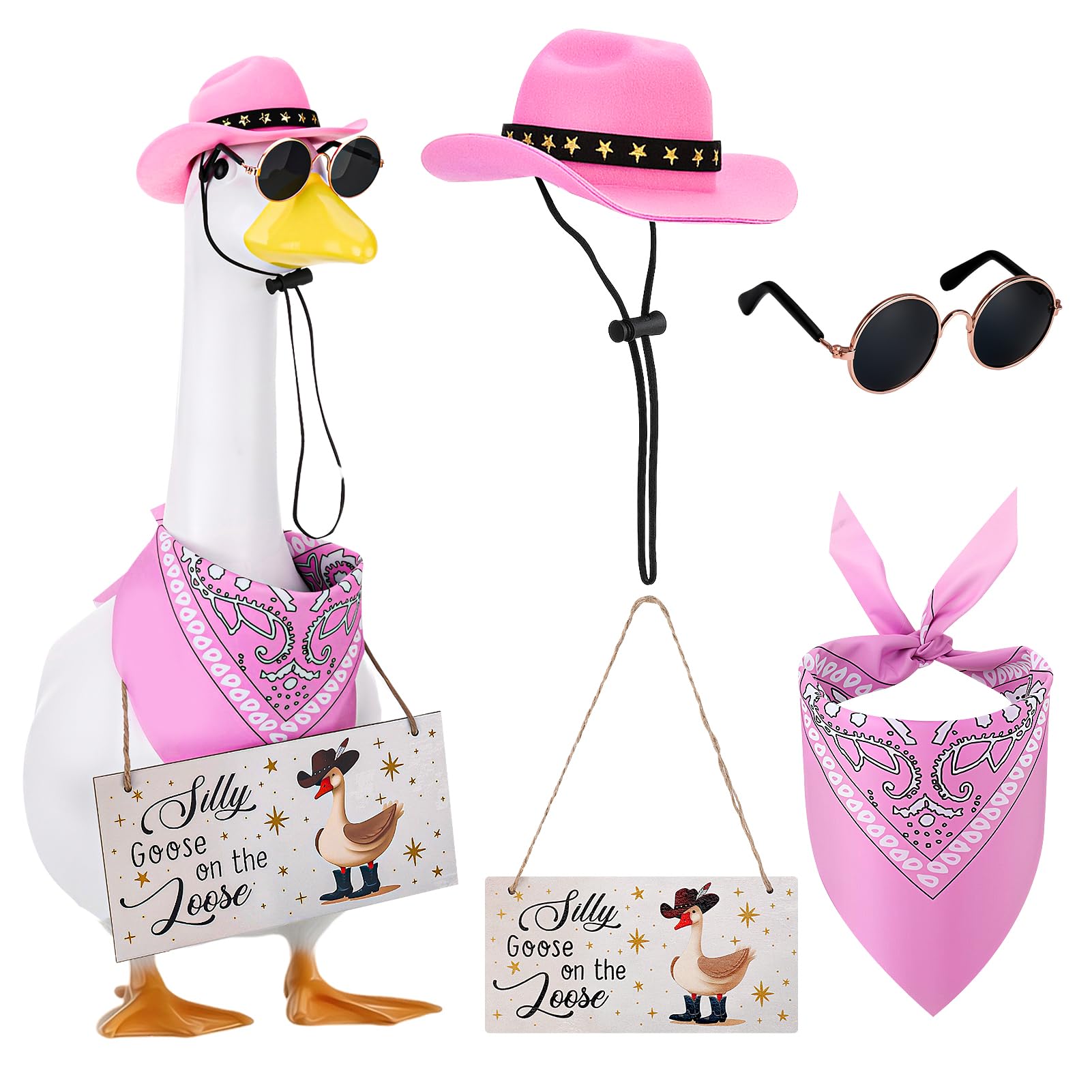 Guiqulai western goose hat pink for festive porch decor and easy wear