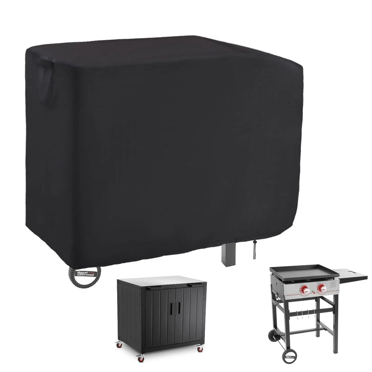 Guisong grill cover on a Royal Gourmet griddle, shielding from rain and dust