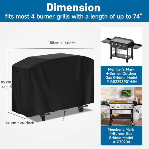 Guisong MM4-burner griddle cover fits securely for long-lasting protection.