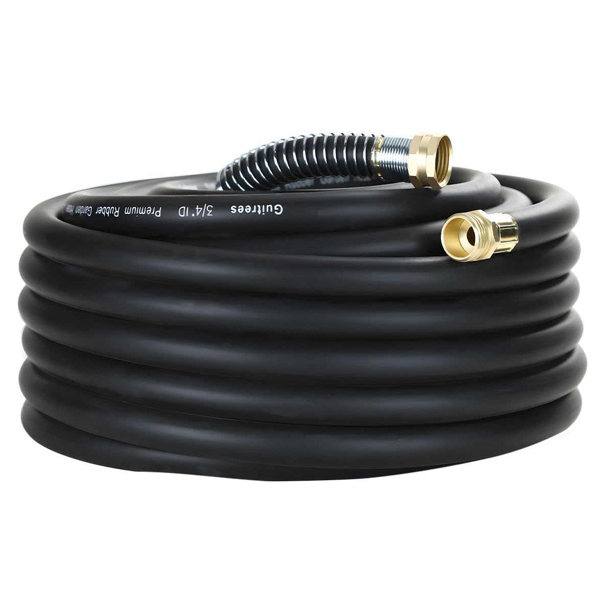 Guitrees 50ft 3-4 heavy-duty rubber hose ready for tough watering tasks.