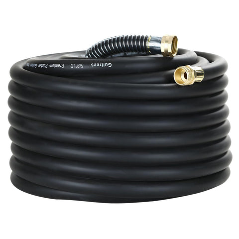 Guitrees heavy-duty 90FT hose coiled for yard tasks and storage.
