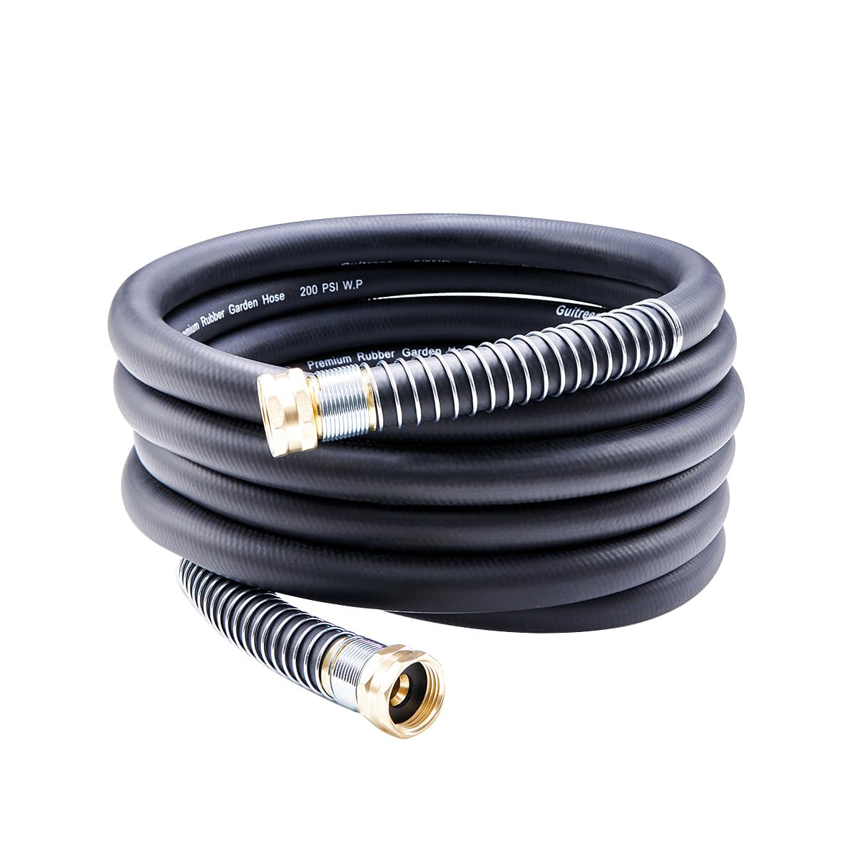 Guitrees Leader Hose 15ft with brass fittings showing a durable connection for reliable watering