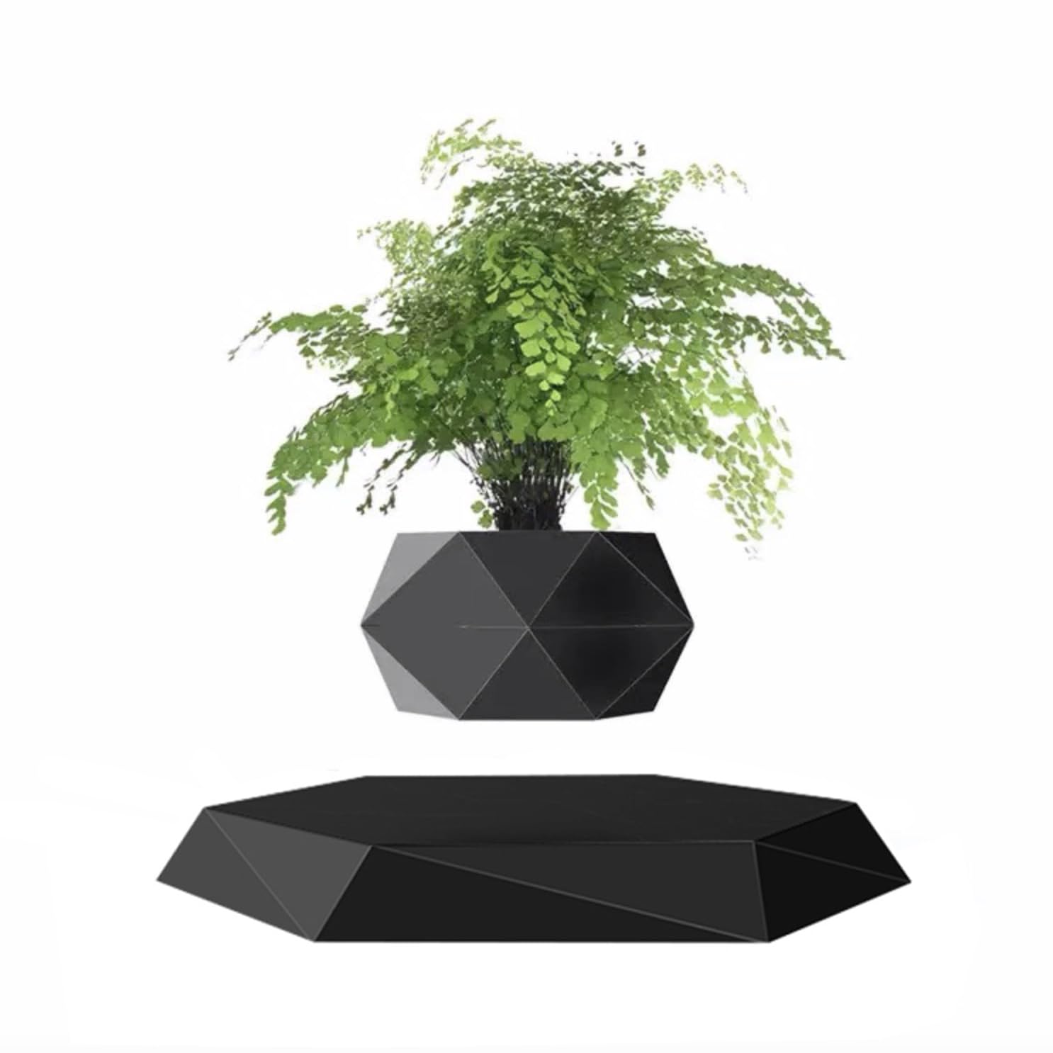 GUIYING levitating flower pot base with 360° rotation for stylish desk decor.