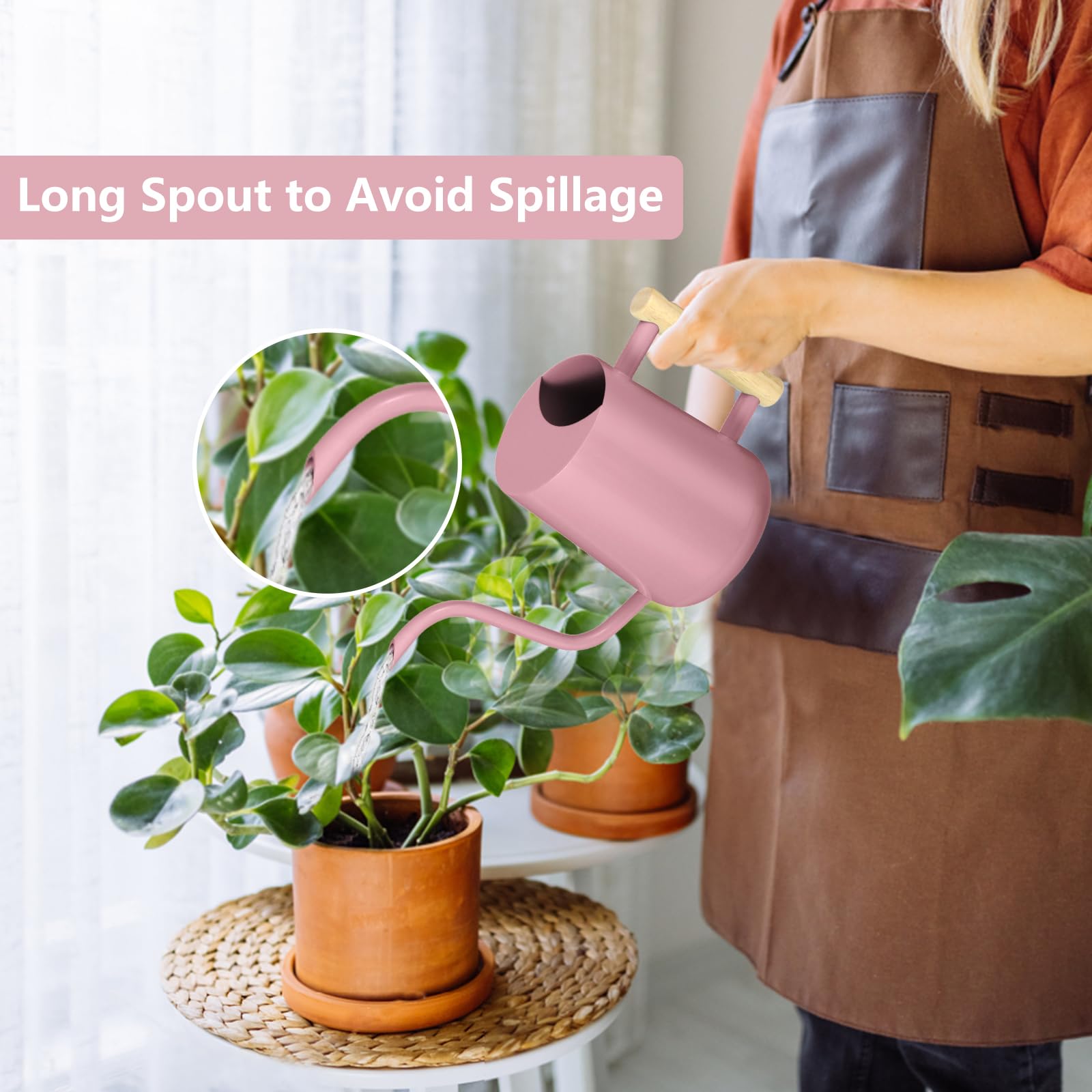 GUKJOB long gooseneck spout enables precise watering without tipping