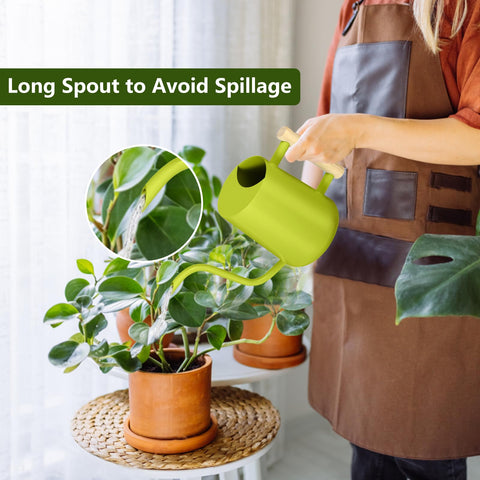 GUKJOB long gooseneck spout enables reaching tight pots and targeted watering.