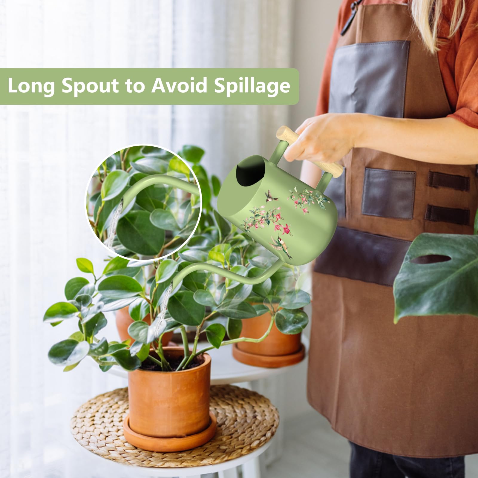GUKJOB Watering Can with long gooseneck spout for precise reach