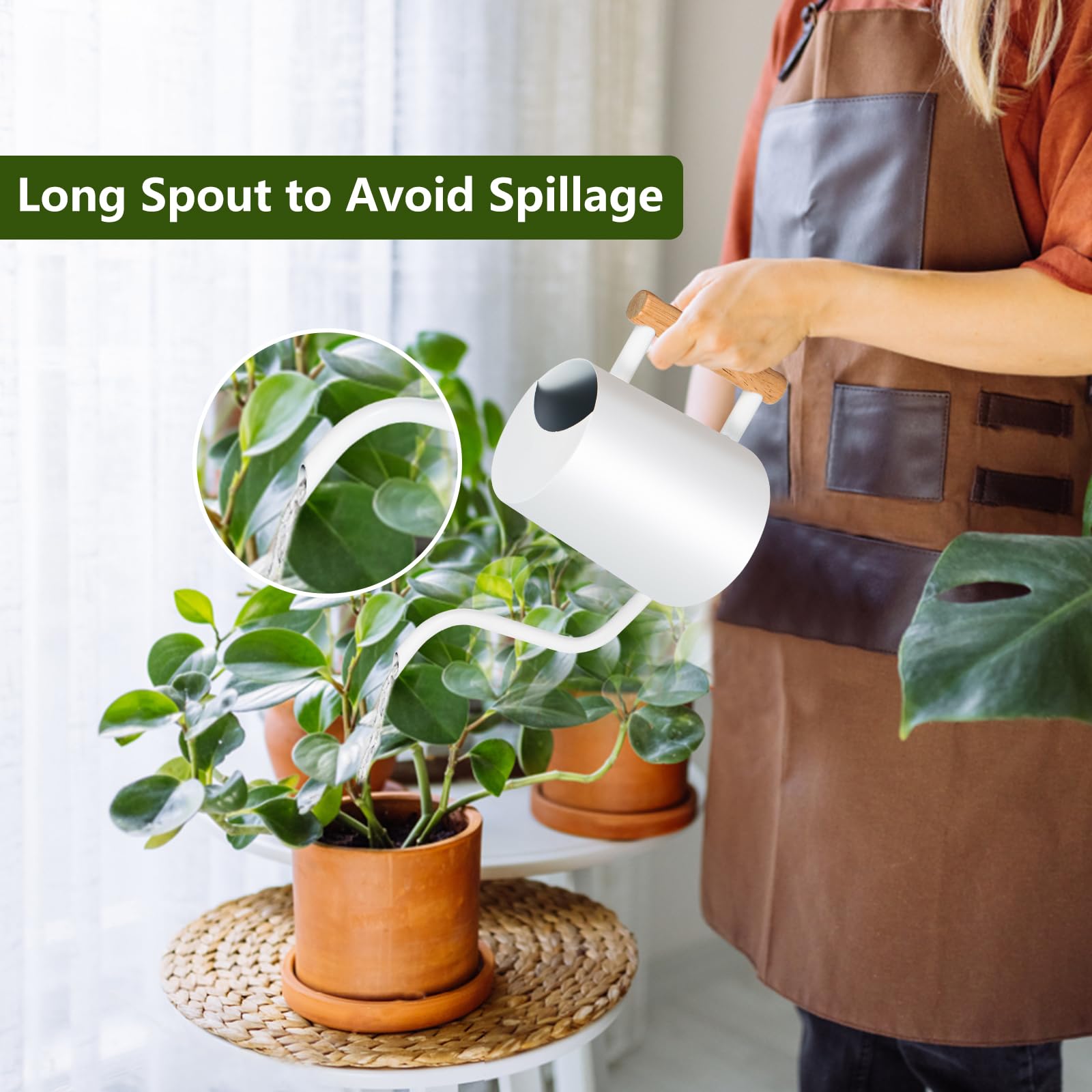 GUKJOB watering can highlights stainless steel and long reach for accurate watering