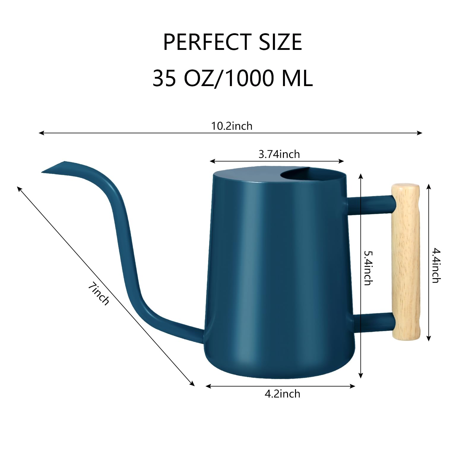 GUKJOB watering can wooden handle offers a comfortable grip