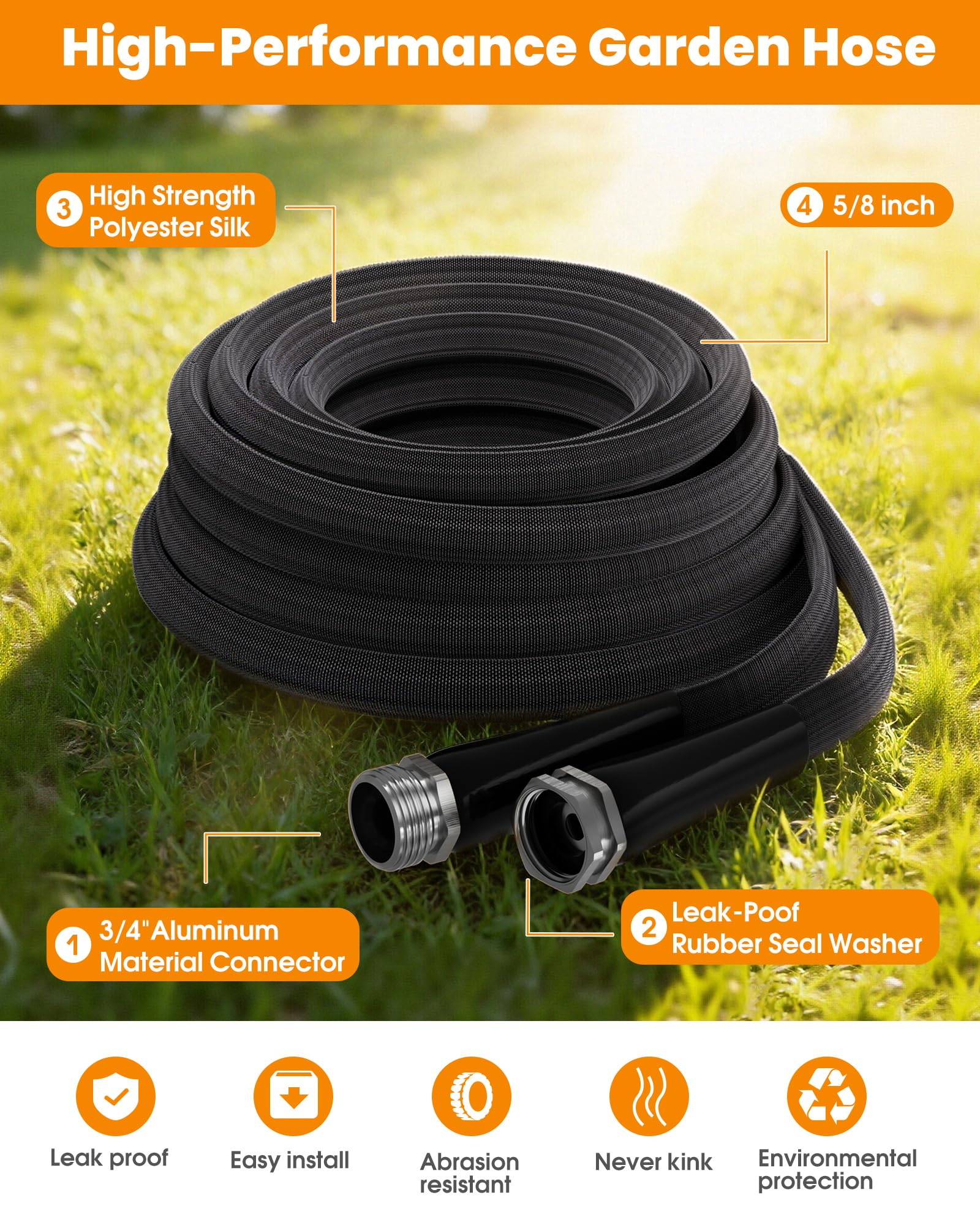 GUKOK weather-resistant hose ready for all-season outdoor use.