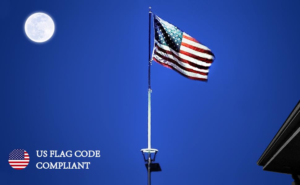 GULADUS adjustable clamps securing the light to a flagpole