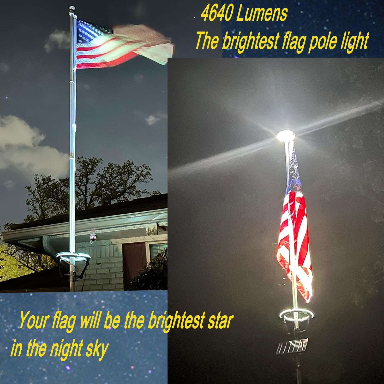 GULADUS 15 hour runtime keeps flags lit after daytime charging.