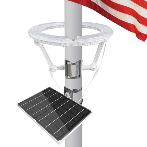 GULADUS flagpole light delivers 4640 lm for bright flag illumination at night.