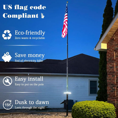 GULADUS wraparound 360-degree flag light illuminating from all angles