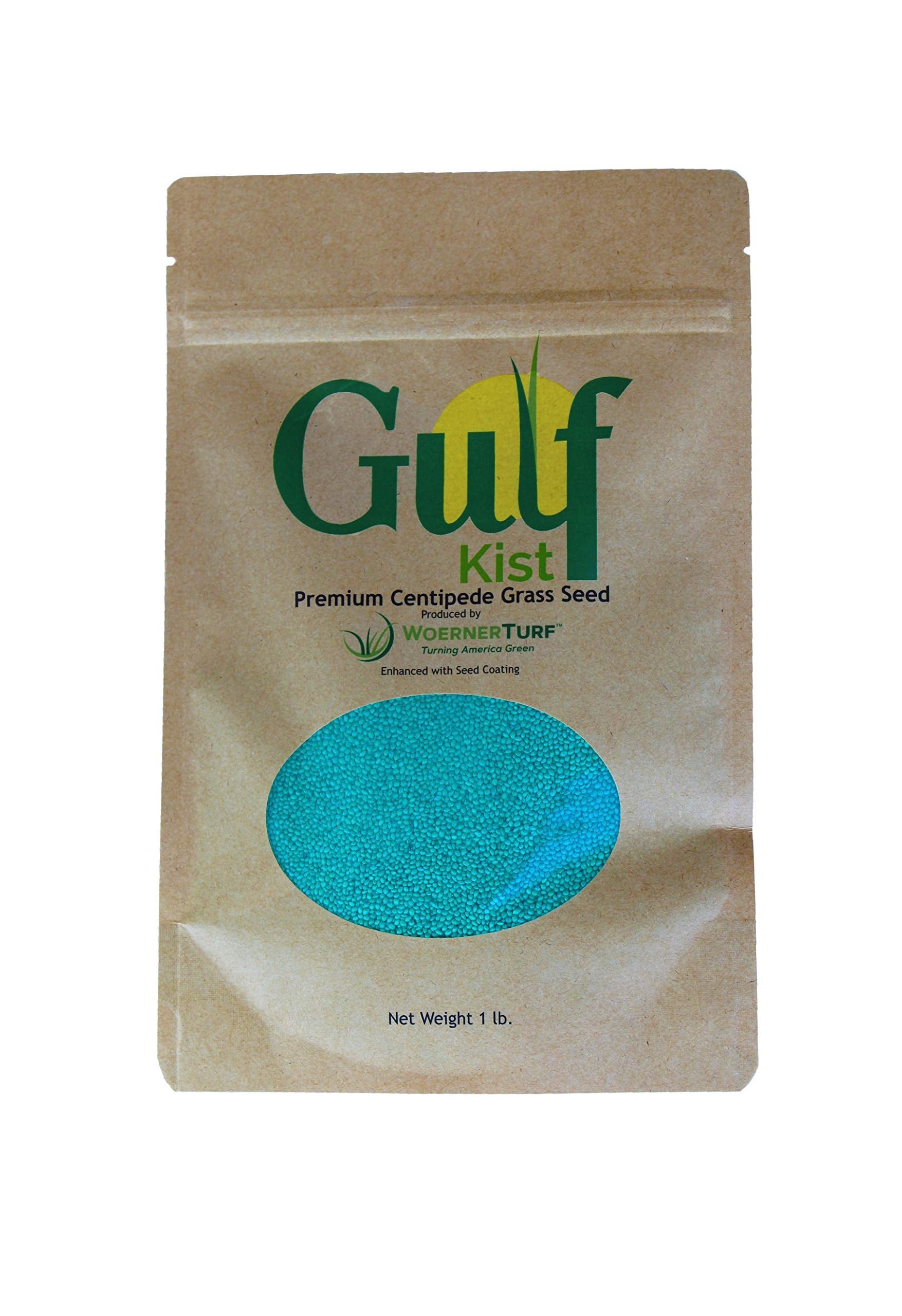Gulf Kist Centipede Seed bag front with coated seeds for easy germination