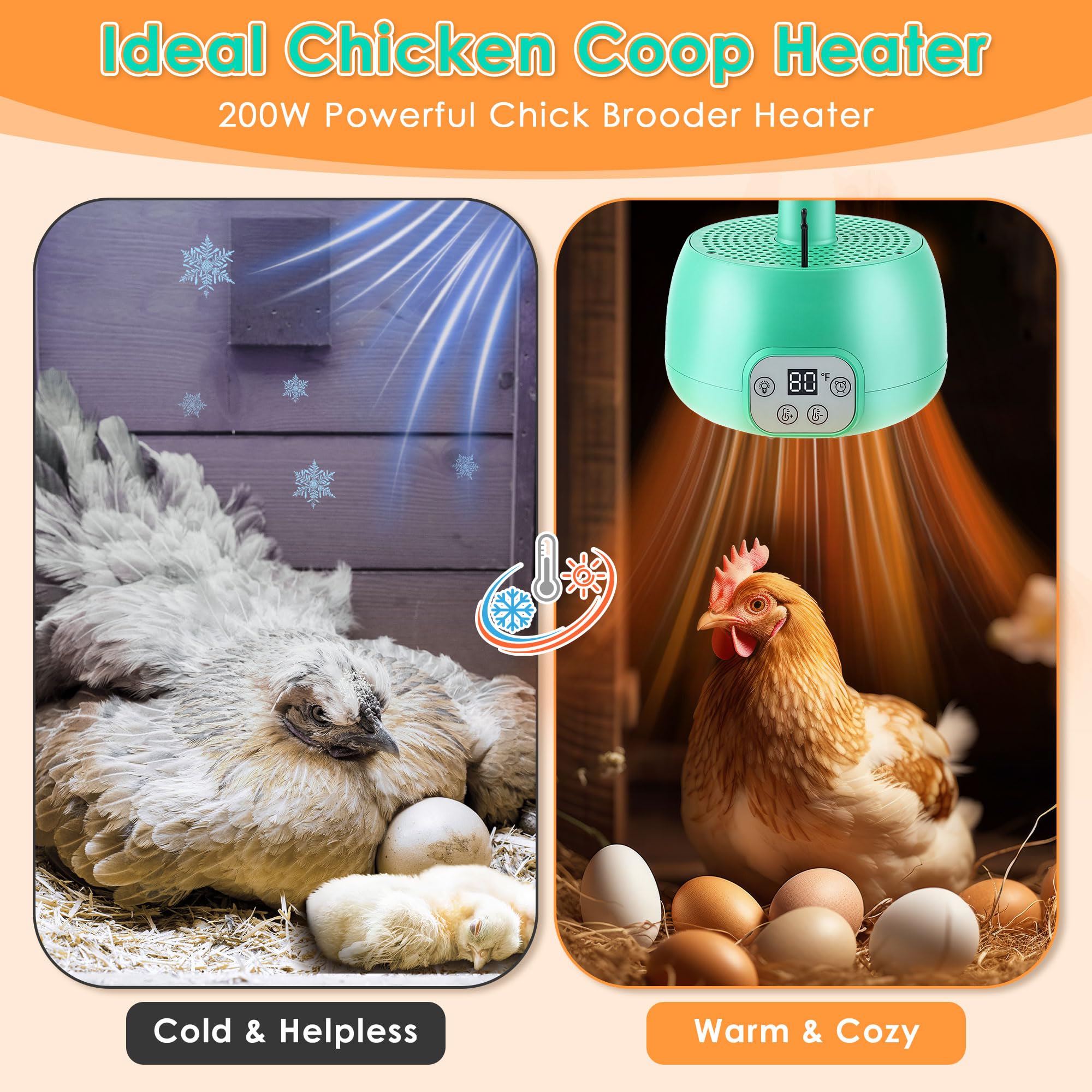 Gulfmew brooder lamp with LED display enables precise temperature control