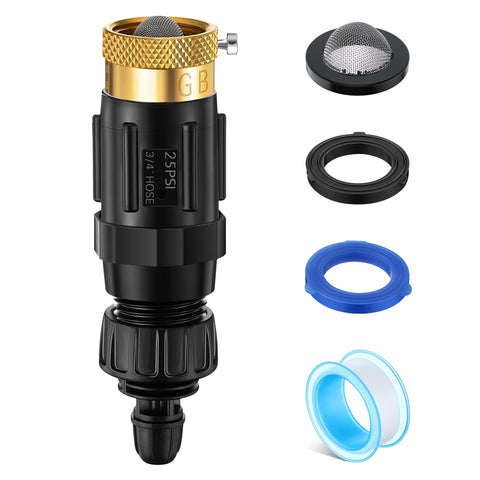 Gulfmew drip irrigation faucet adapter shown with drip tubing for consistent garden watering