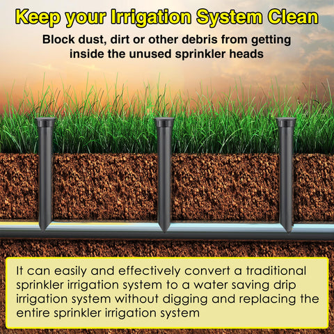 Gulfmew dust protection blocks debris from unused sprinkler heads