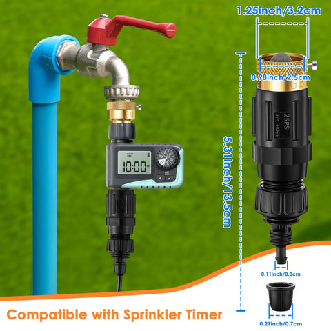 Gulfmew 3/4 to 1/4 inch adapter connecting hose to drip line