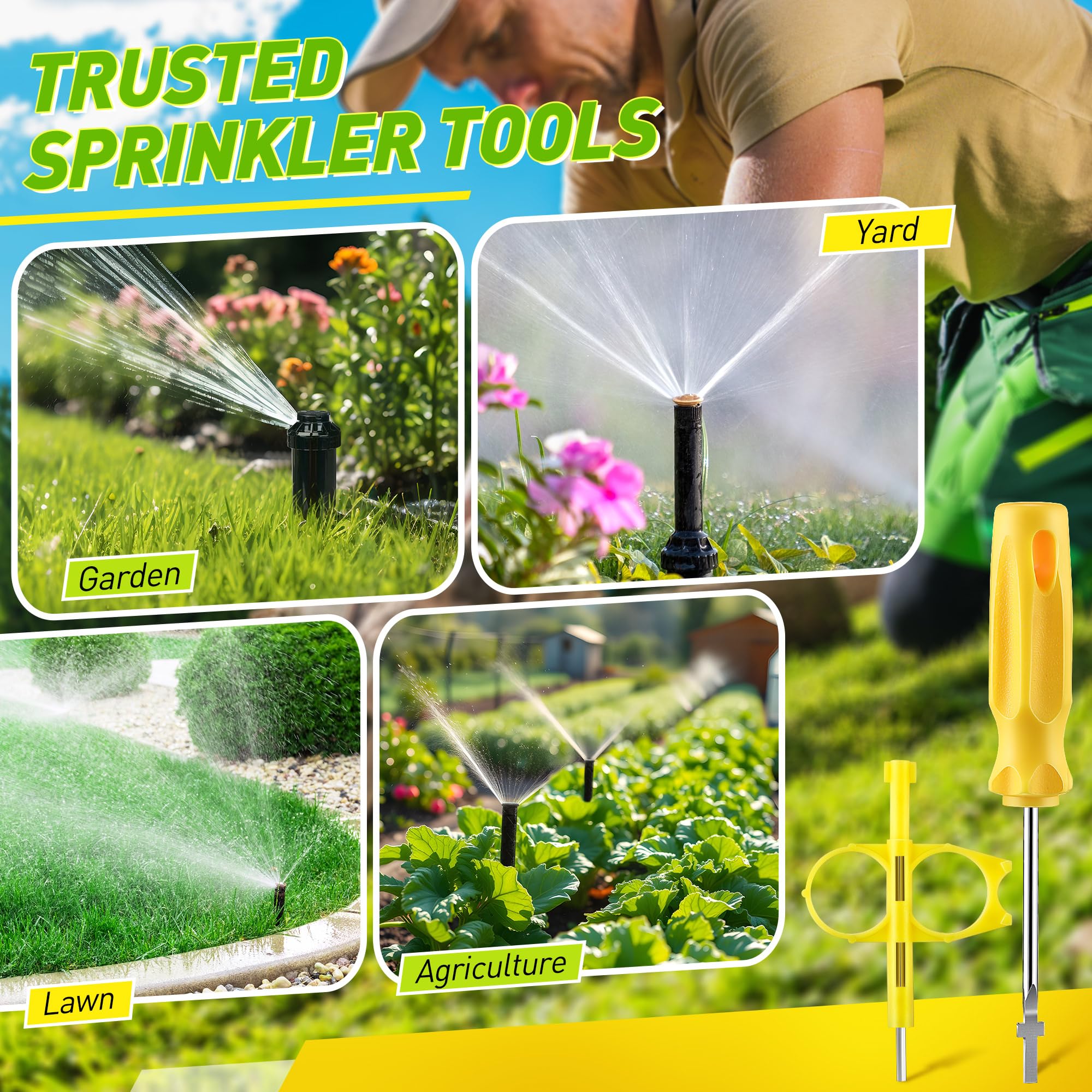 Gulfmew lawn care tool kit in use for efficient irrigation.