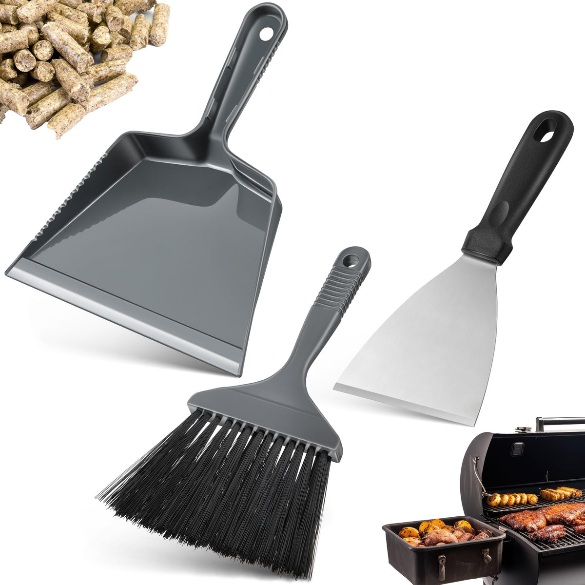Gulfmew ash cleaning kit dust pan for easy pellet grill ash collection