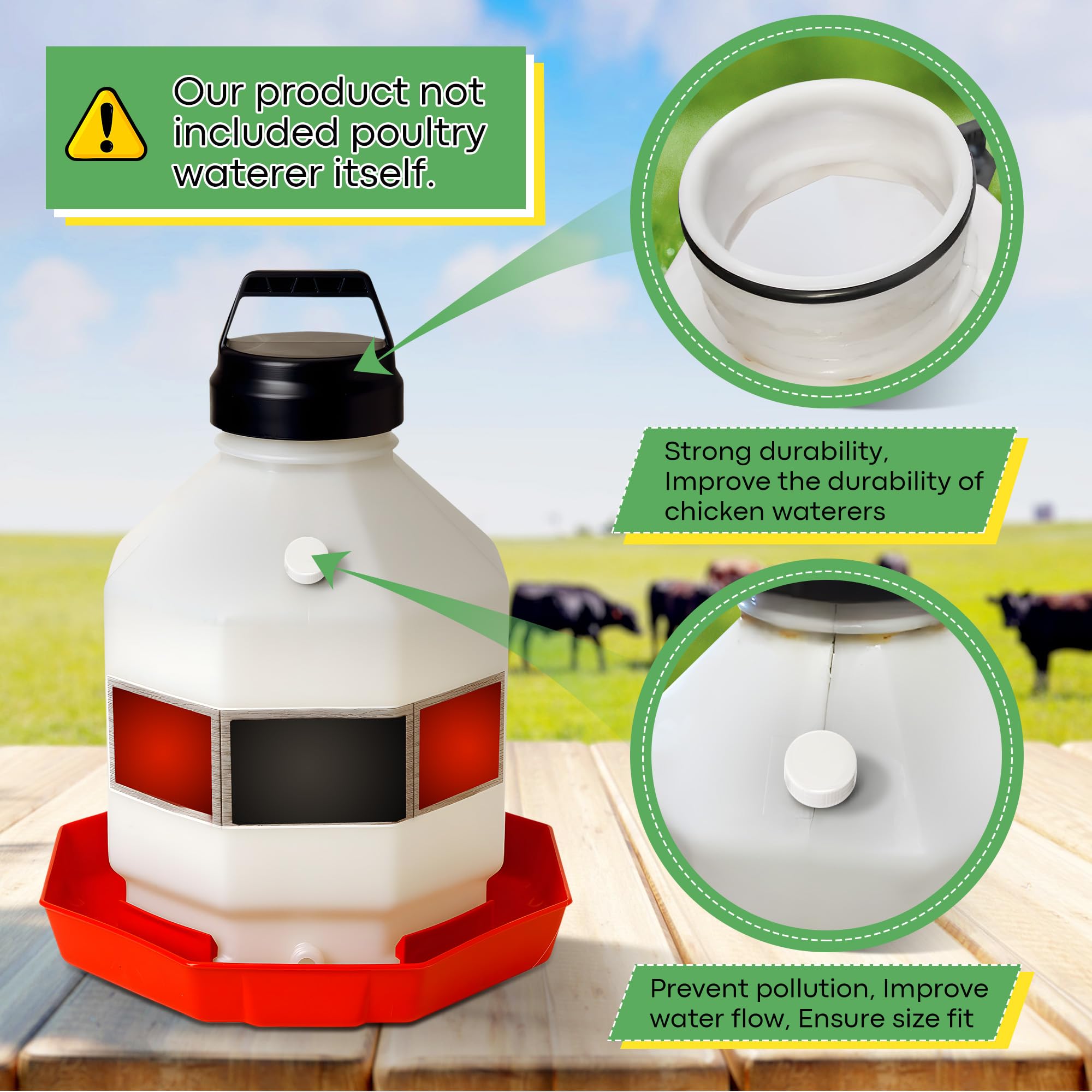 Gulfmew parts kit packaging for backyard poultry waterers.