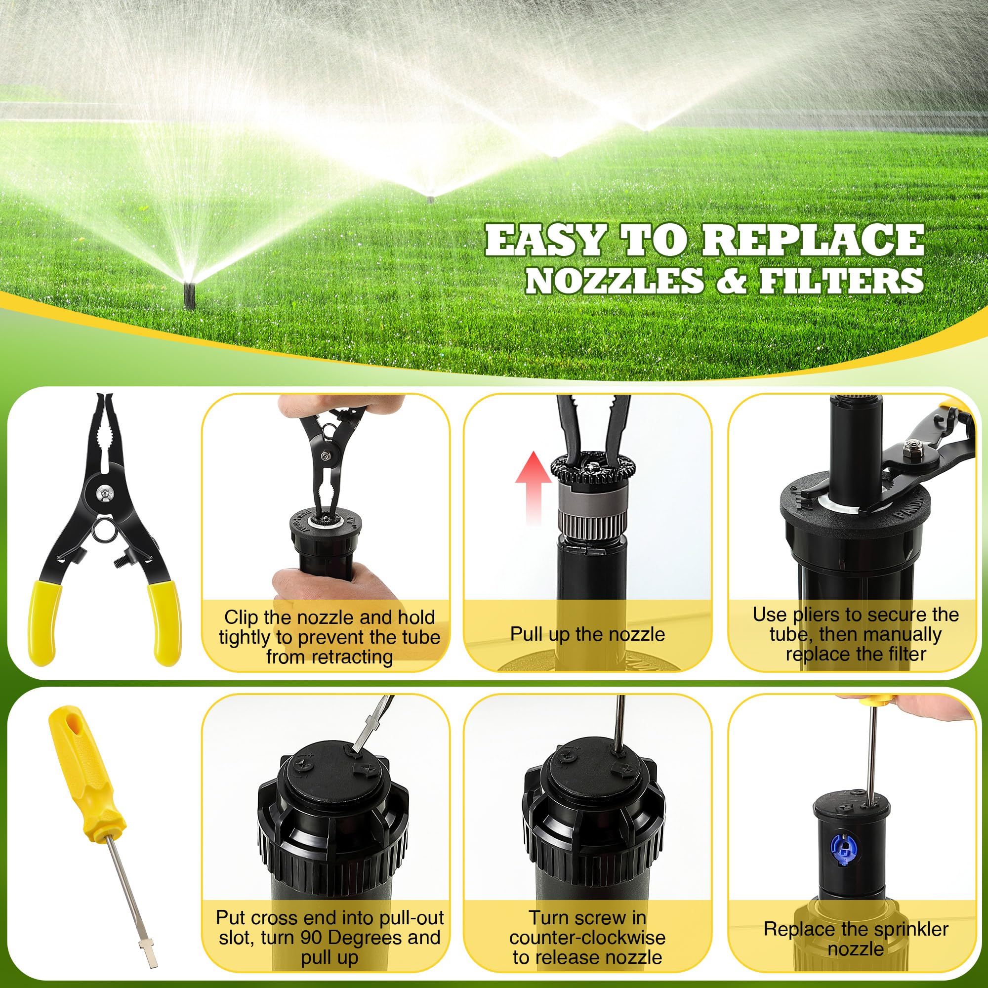 Gulfmew arc adjustment tool for quick sprinkler pattern changes.