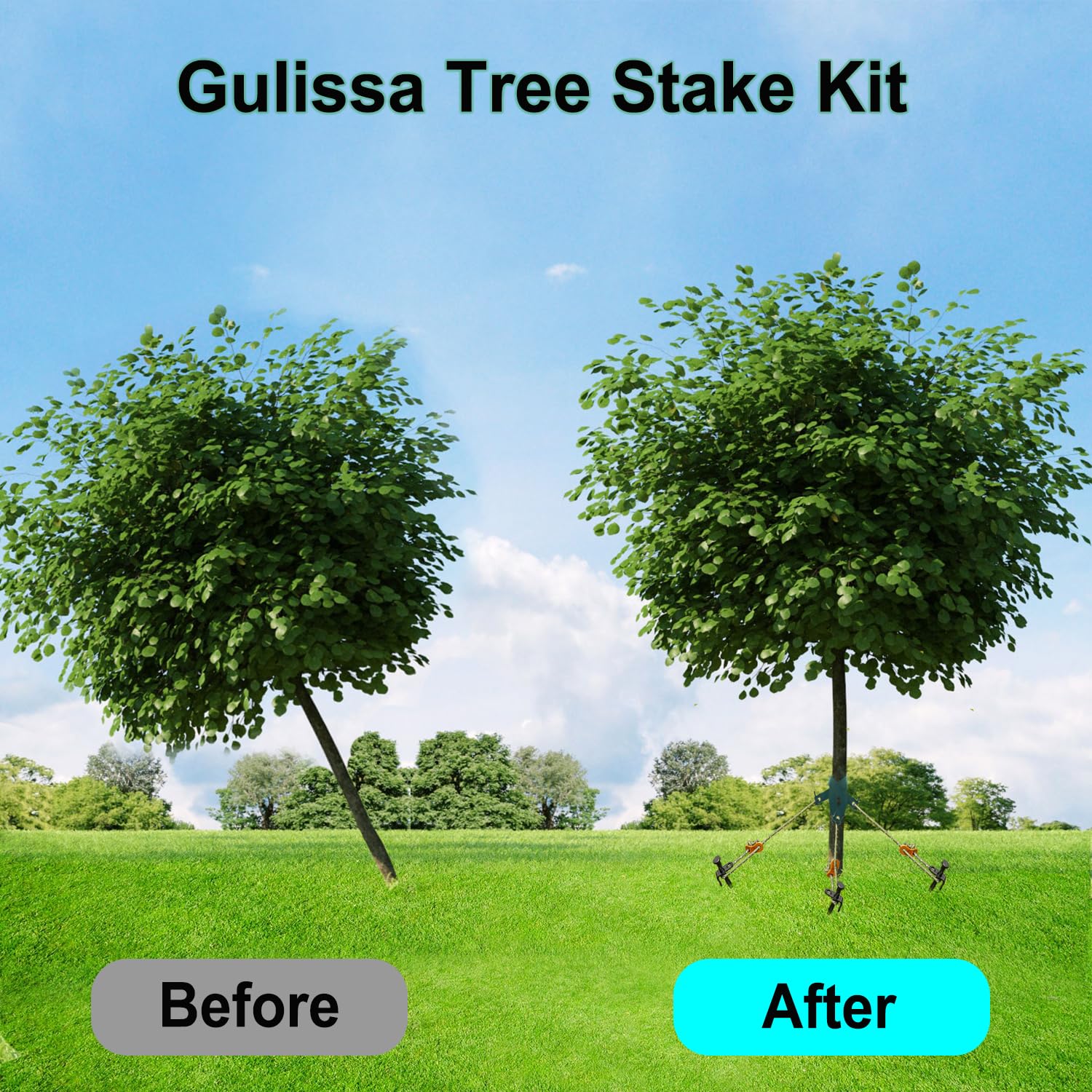 Gulissa Tree Stake Kit tree straps secure stakes for steady support.