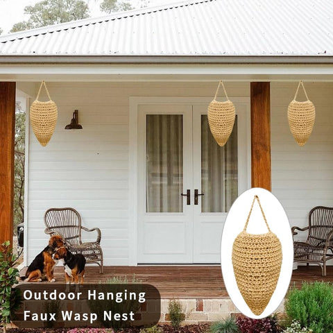 Gullora wasp nest deco hanging on tree for outdoor deterrence.