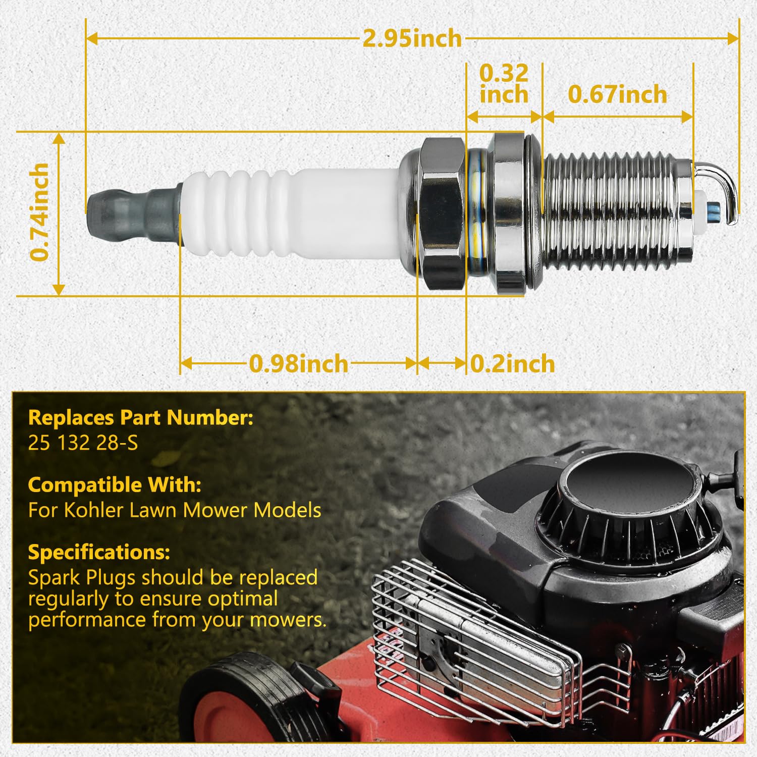 GULUANT spark plug compatible with Kohler lawn mowers for reliable starts