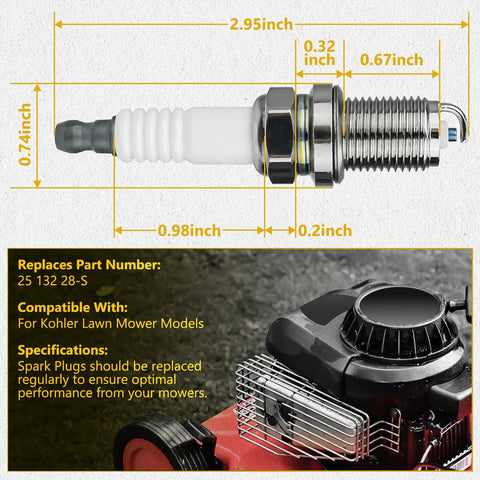 GULUANT spark plug compatible with Kohler lawn mowers for reliable starts