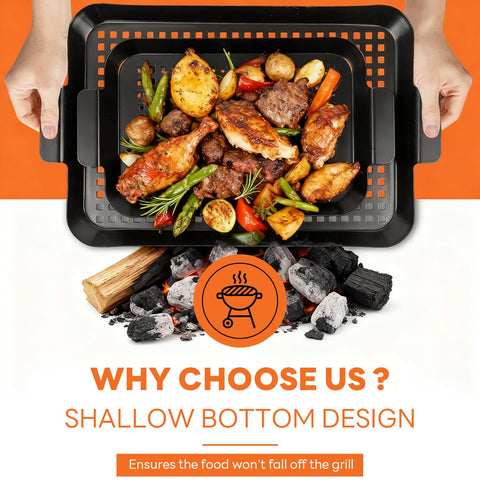 Guogiyala portable outdoor BBQ setup with two pans for extra cooking space.